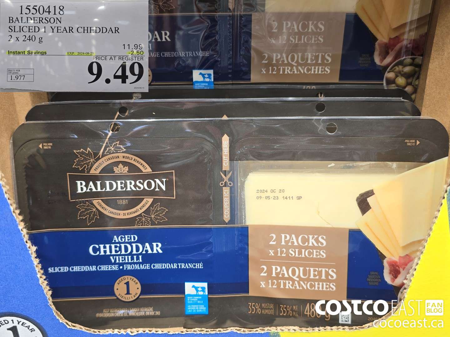 1550418 BALDERSON SLICED 1 YEAR CHEDDAR 480 G ($2.50 INSTANT SAVINGS EXPIRES ON 2024-08-25) $9.49