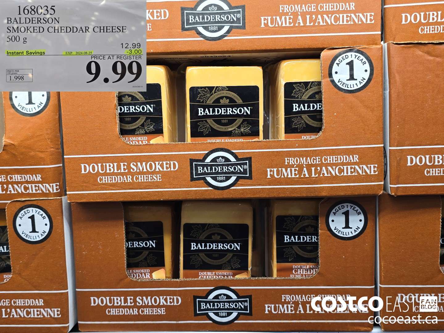 168035 BALDERSON SMOKED CHEDDAR CHEESE 500 G ($3.00 INSTANT SAVINGS EXPIRES ON 2024-08-25) $9.99