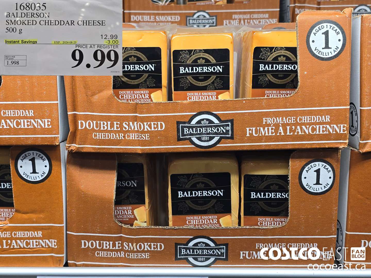 168035 BALDERSON SMOKED CHEDDAR CHEESE 500 G ($3.00 INSTANT SAVINGS EXPIRES ON 2024-08-25) $9.99