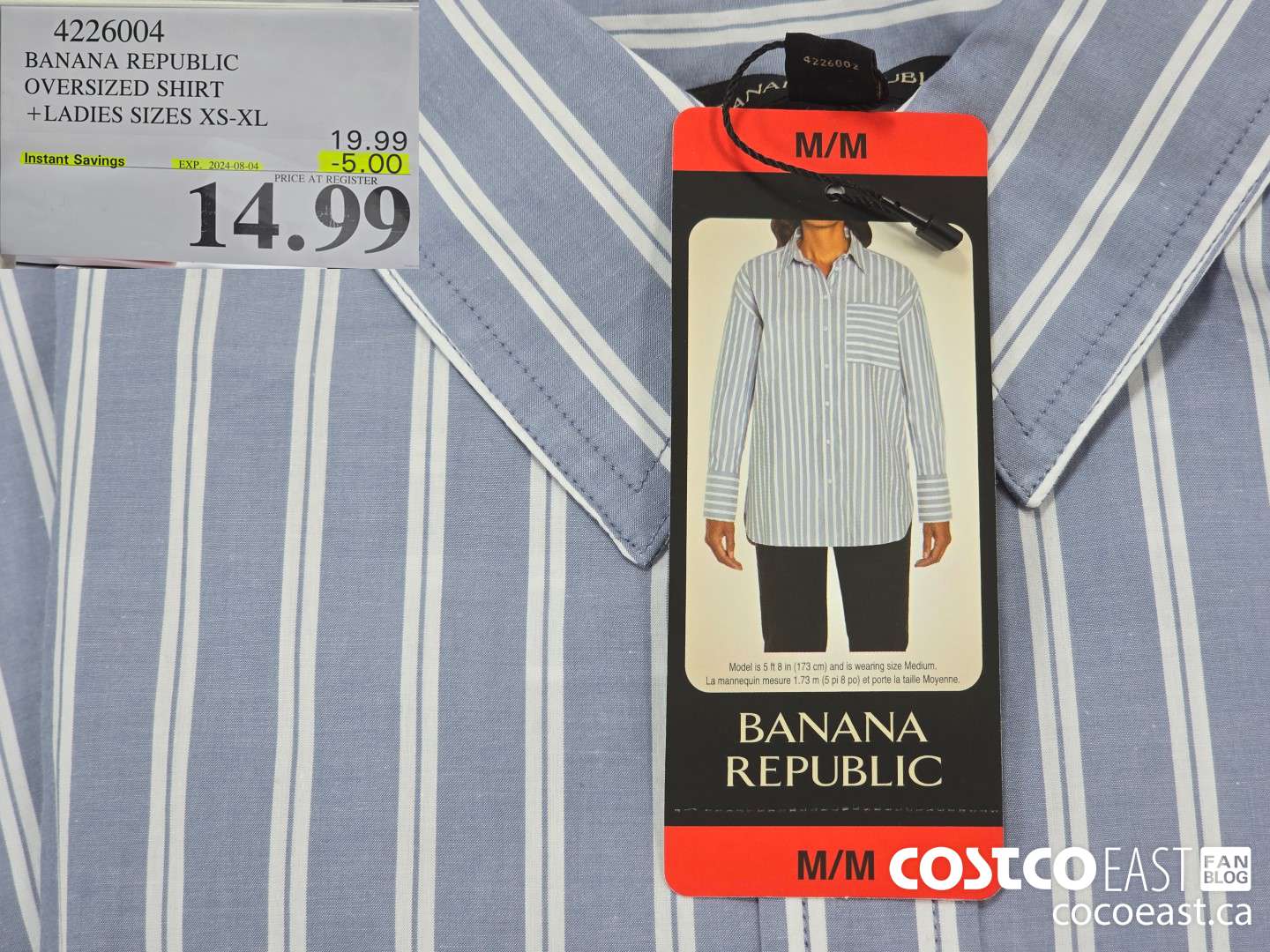 4226004 BANANA REPUBLIC OVERSIZED SHIRT +LADIES SIZES XS-XL ($5.00 INSTANT SAVINGS EXPIRES ON 2024-08-04) $14.99