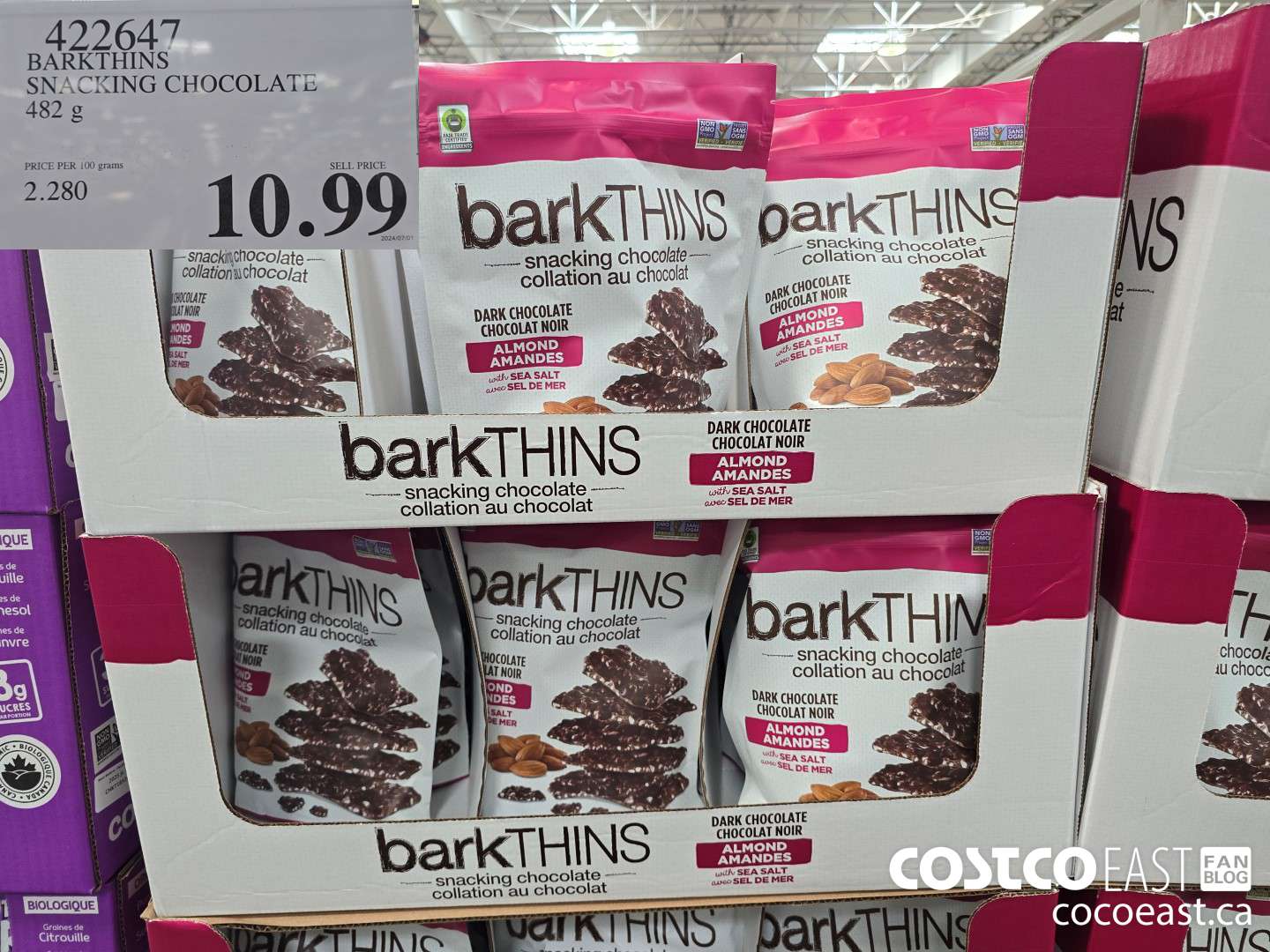 422647 BARKTHINS SNACKING CHOCOLATE 482 G $10.99