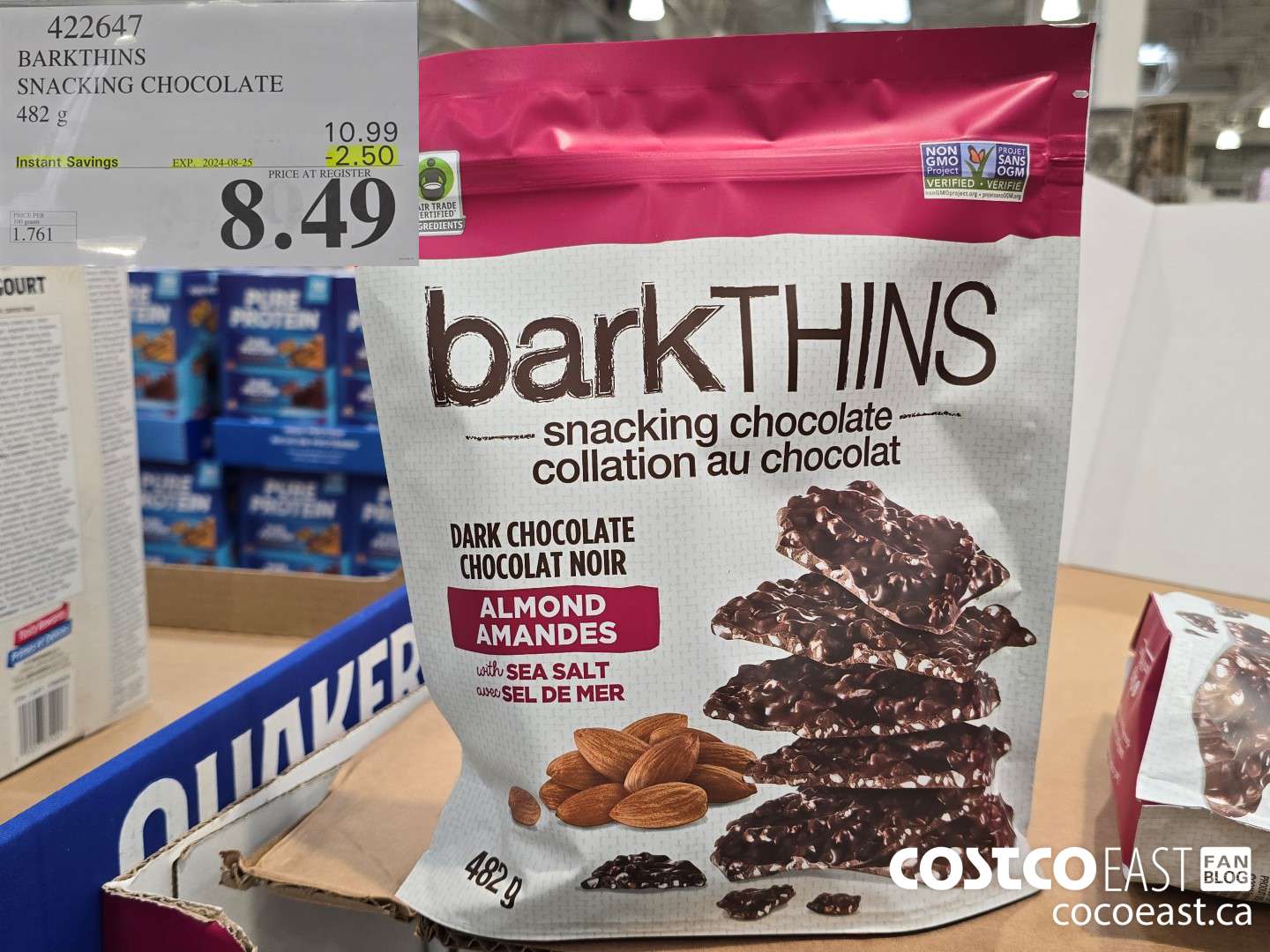 422647 BARKTHINS SNACKING CHOCOLATE 482 G ($2.50 INSTANT SAVINGS EXPIRES ON 2024-08-25) $8.49