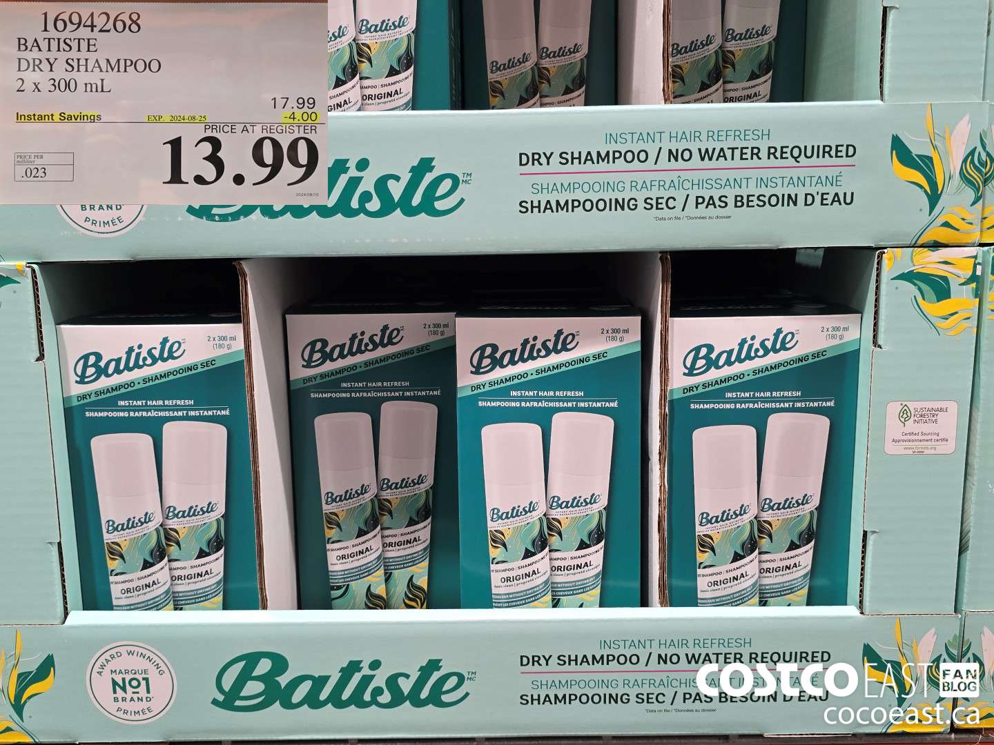 1694268 BATISTE DRY SHAMPOO 2 X 300 ML ($4.00 INSTANT SAVINGS EXPIRES ON 2024-08-25) $13.99