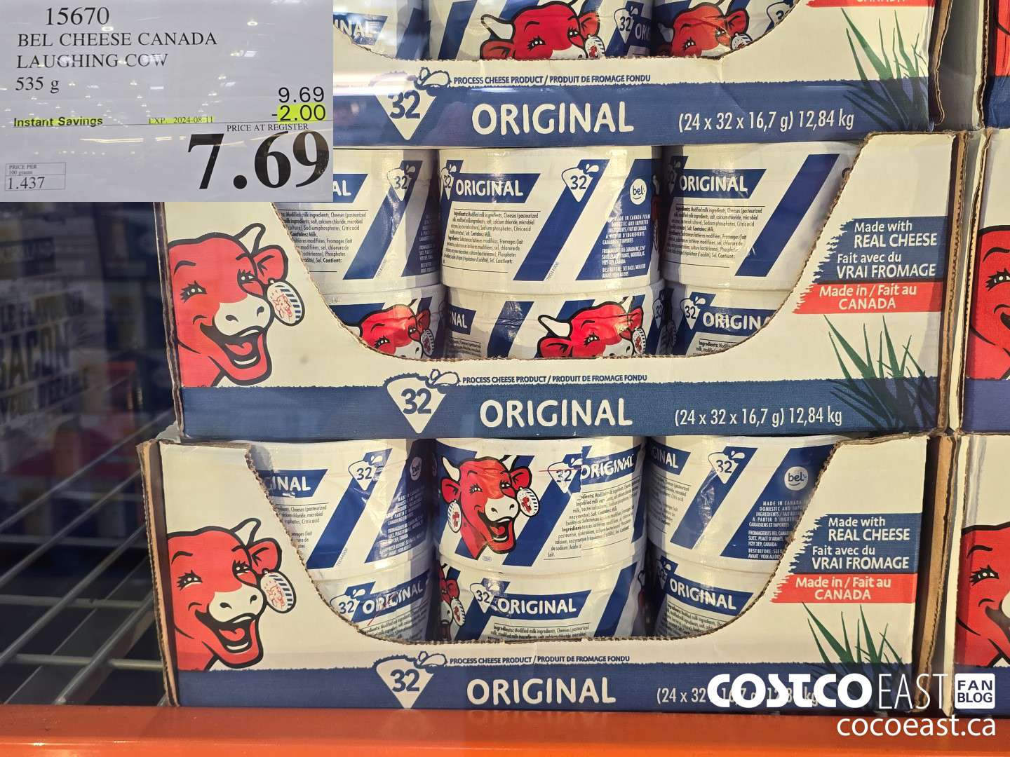 15670 BEL CHEESE CANADA LAUGHING COW 535 G ($2.00 INSTANT SAVINGS EXPIRES ON 2024-08-11) $7.69