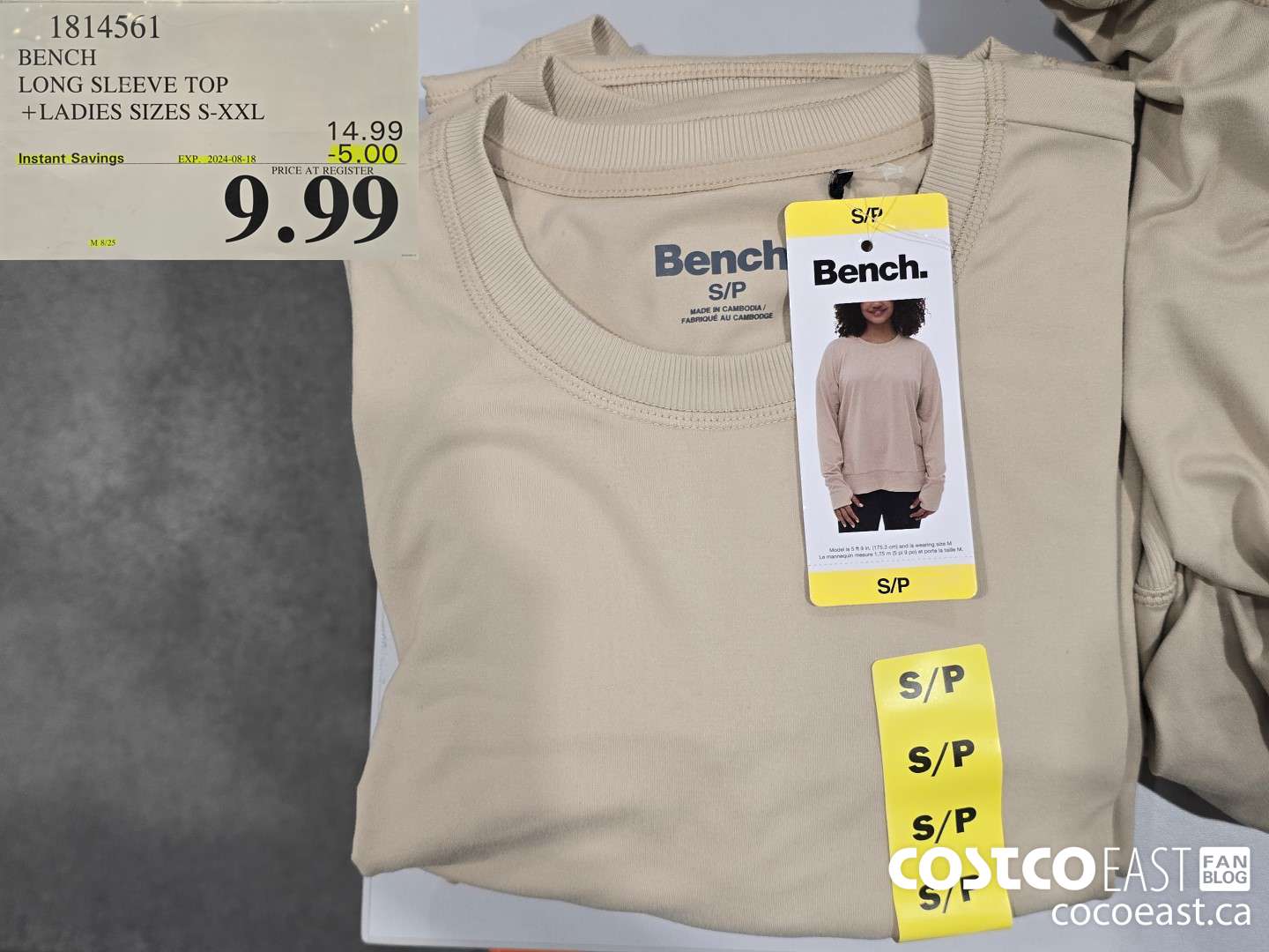 1814561 BENCH LONG SLEEVE TOP +LADIES SIZES S-XXL ($5.00 INSTANT SAVINGS EXPIRES ON 2024-08-18) $9.99