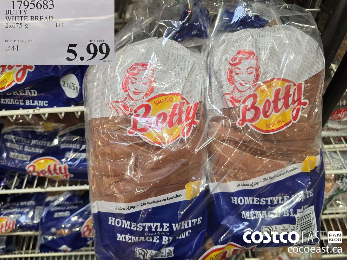 1795683 BETTY WHITE BREAD 2x675 g D3 $5.99