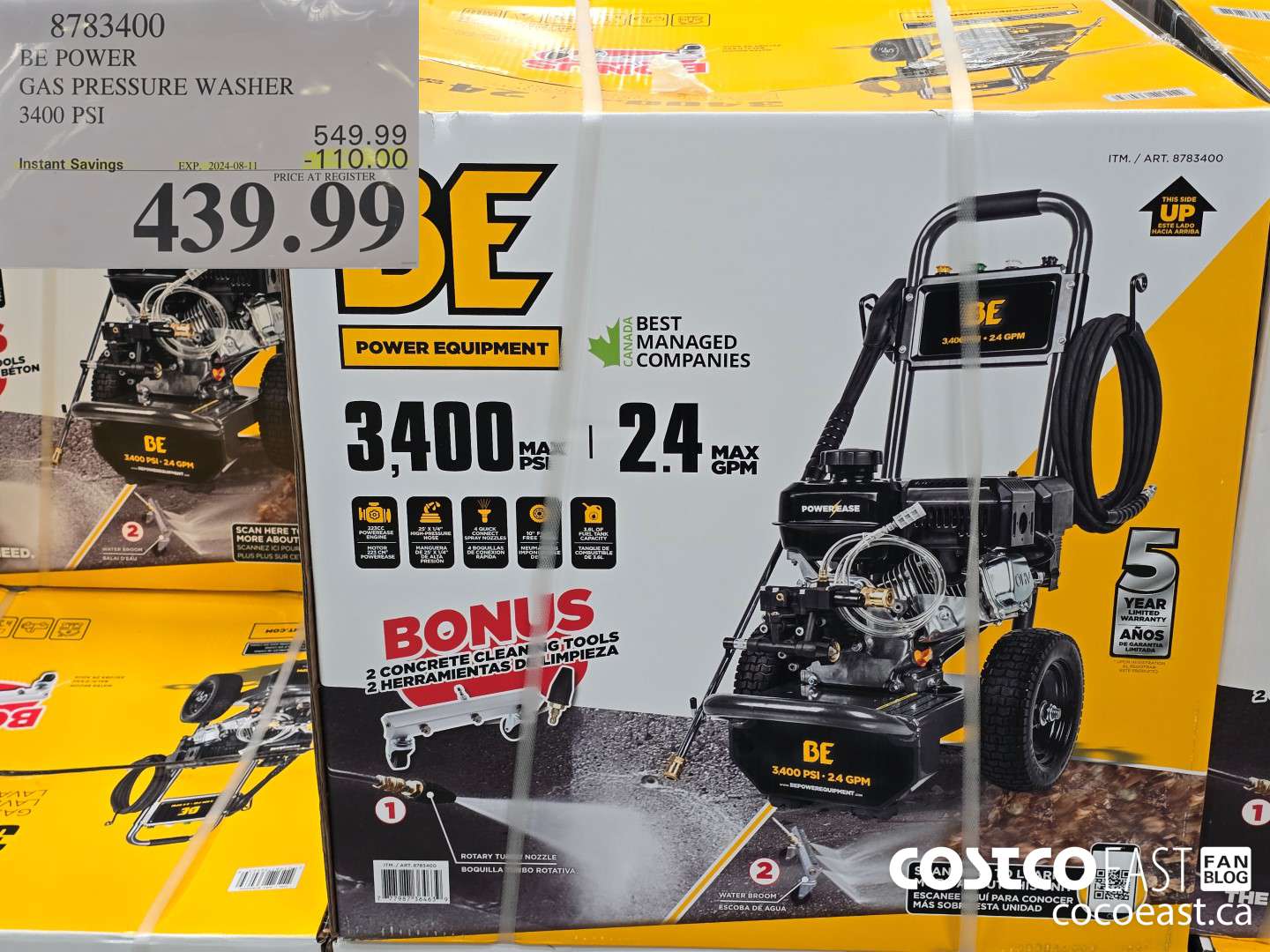 8783400 BE POWER GAS PRESSURE WASHER 3400 PSI ($110.00 INSTANT SAVINGS EXPIRES ON 2024-08-11) $439.99