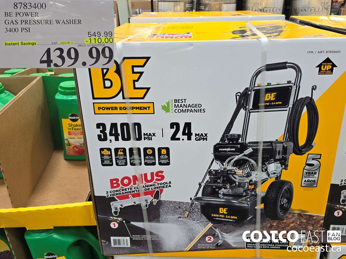 8783400 BE POWER GAS PRESSURE WASHER 3400 PSI ($110.00 INSTANT SAVINGS EXPIRES ON 2024-08-11) $439.99