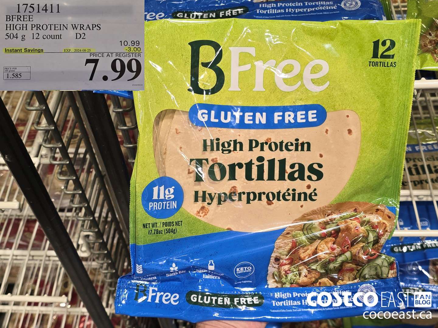 1751411 BFREE HIGH PROTEIN WRAPS 504 G 12 count ($3.00 INSTANT SAVINGS EXPIRES ON 2024-08-25) $7.99