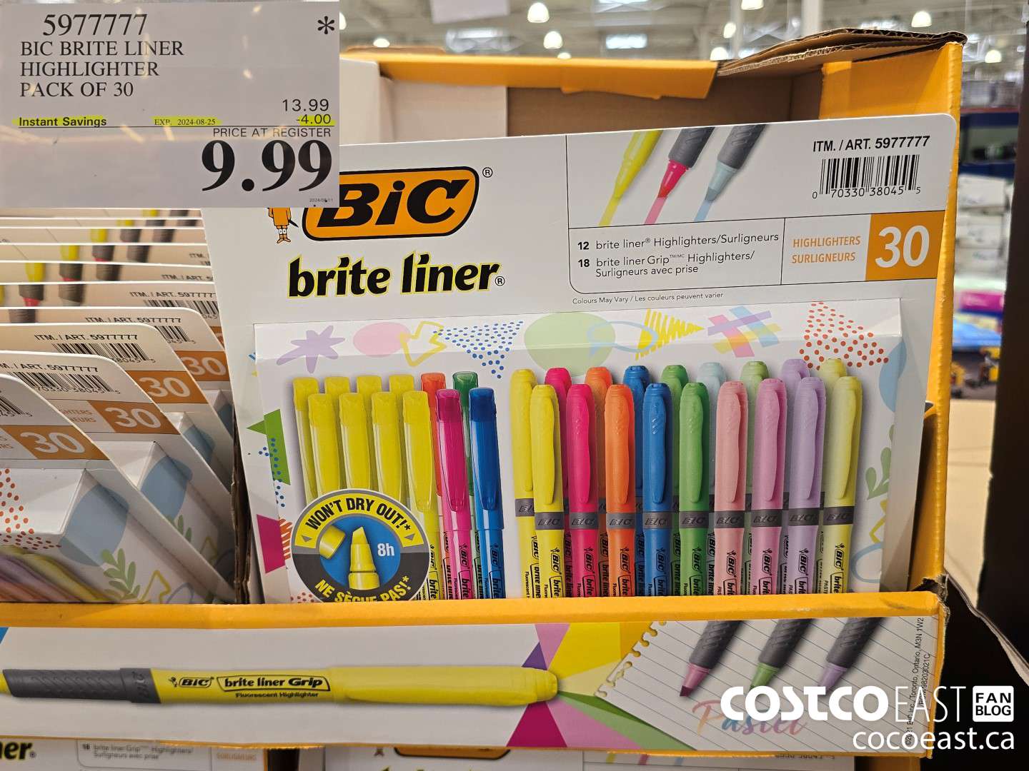 5977777 BIC BRITE LINER HIGHLIGHTERS PACK OF 30 ($4.00 INSTANT SAVINGS EXPIRES ON 2024-08-25) $9.99