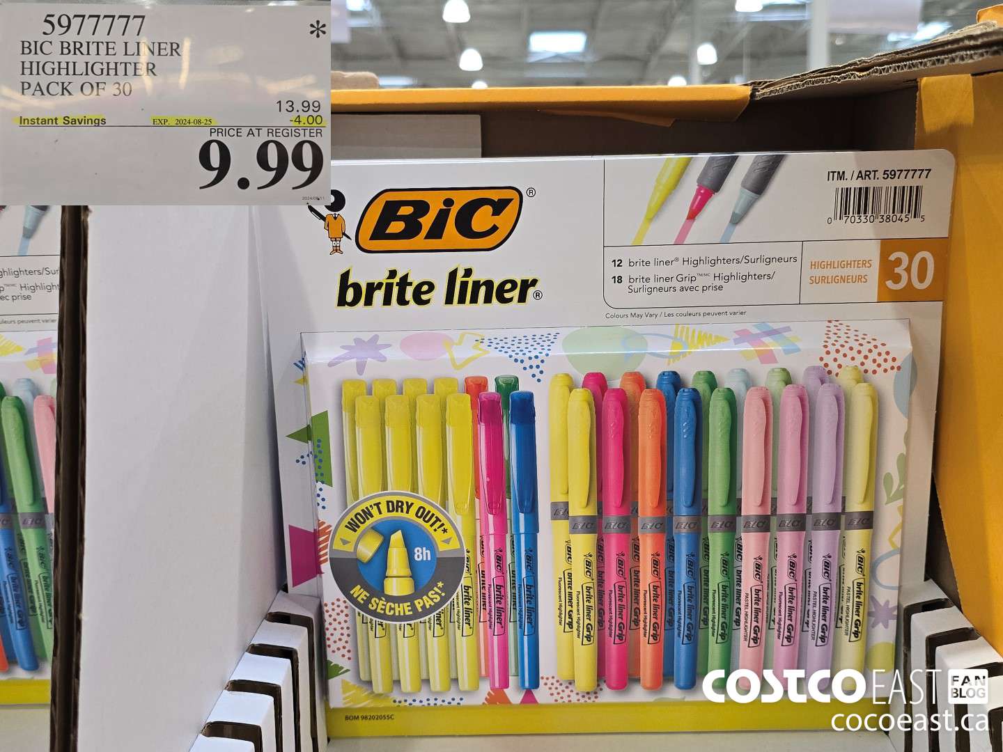 5977777 BIC BRITE LINER HIGHLIGHTERS PACK OF 30 ($4.00 INSTANT SAVINGS EXPIRES ON 2024-08-25) $9.99
