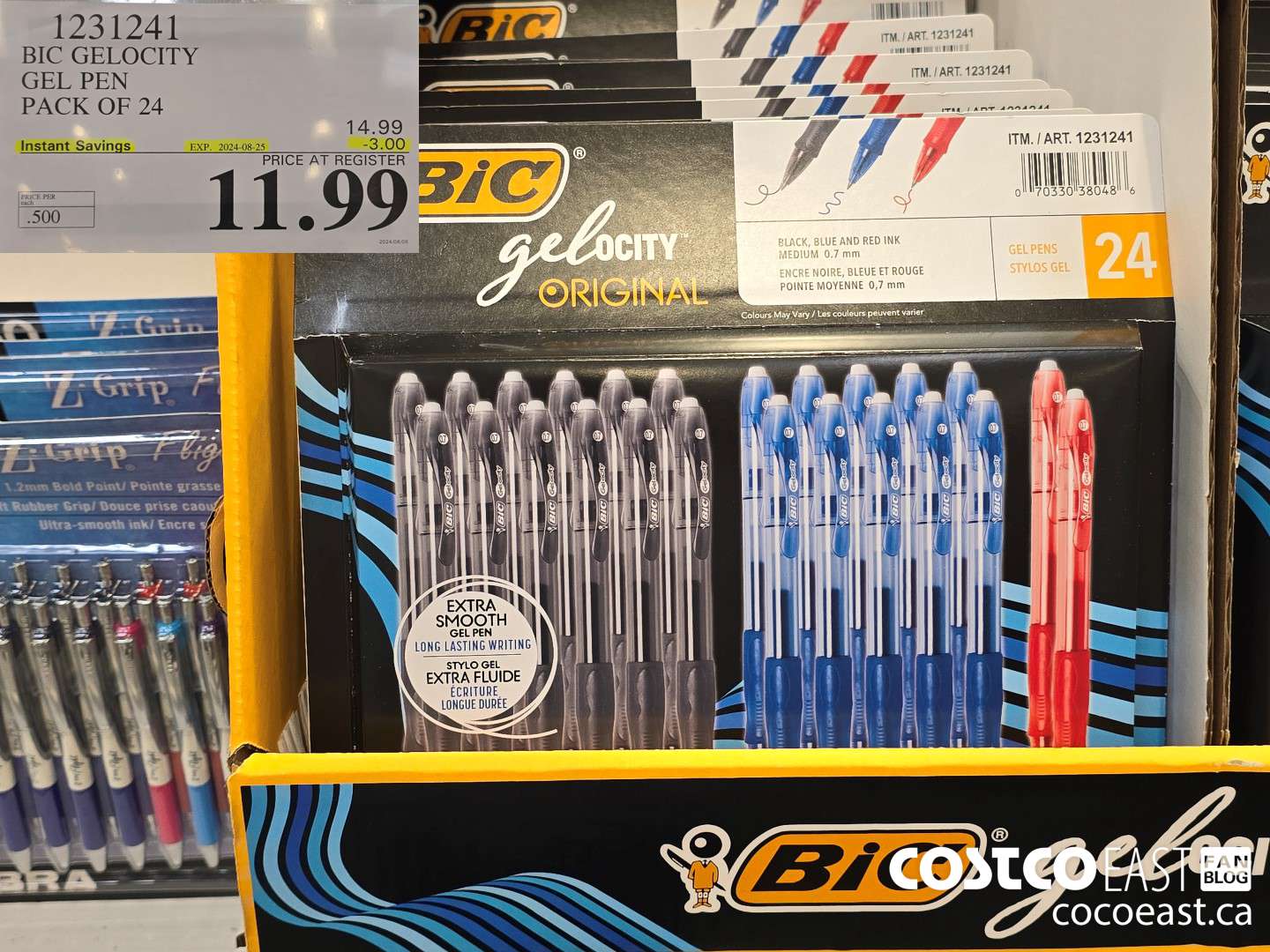 1231241 BIC GELOCITY GEL PEN PACK OF 24 ($3.00 INSTANT SAVINGS EXPIRES ON 2024-08-25) $11.99