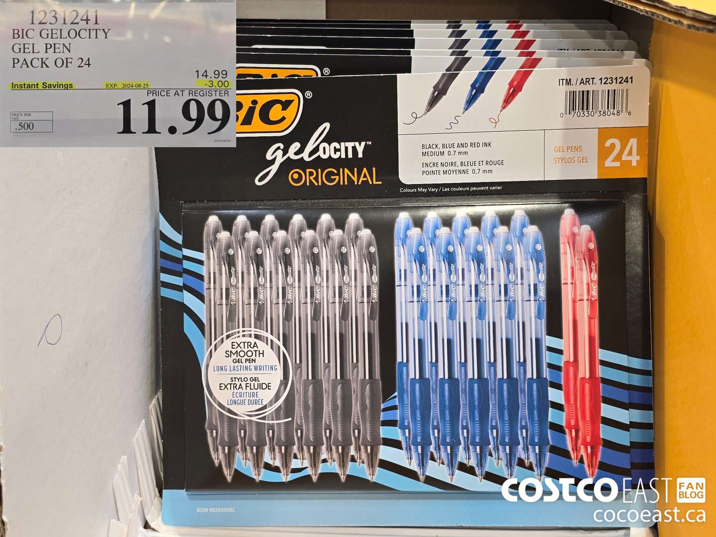1231241 BIC GELOCITY GEL PEN PACK OF 24 ($3.00 INSTANT SAVINGS EXPIRES ON 2024-08-25) $11.99