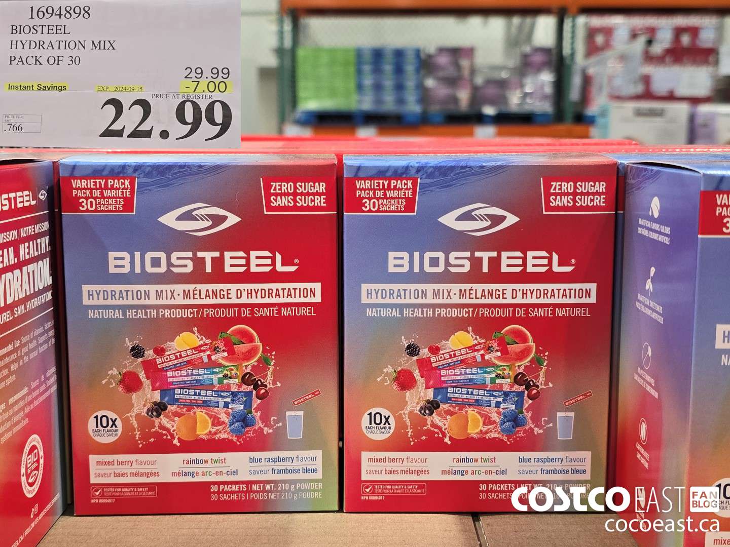 1694898 BIOSTEEL HYDRATION MIX PACK OF 30 ($7.00 INSTANT SAVINGS EXPIRES ON 2024-09-15) $22.99