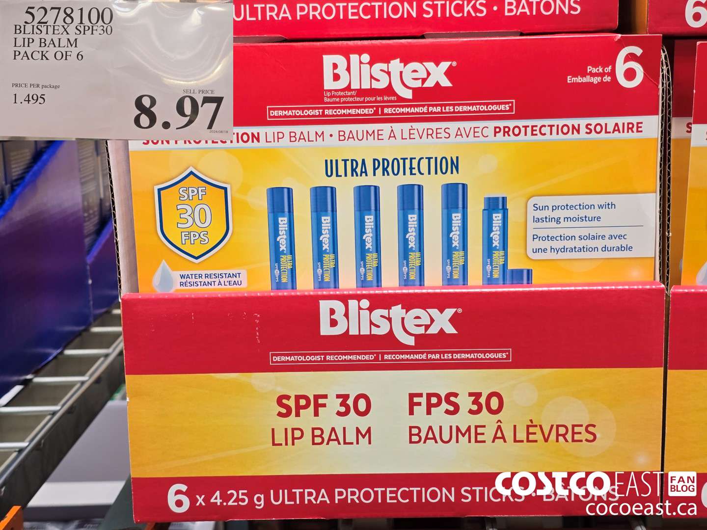 5278100 BLISTEX SPF30 LIP BALM PACK OF 6 $8.97
