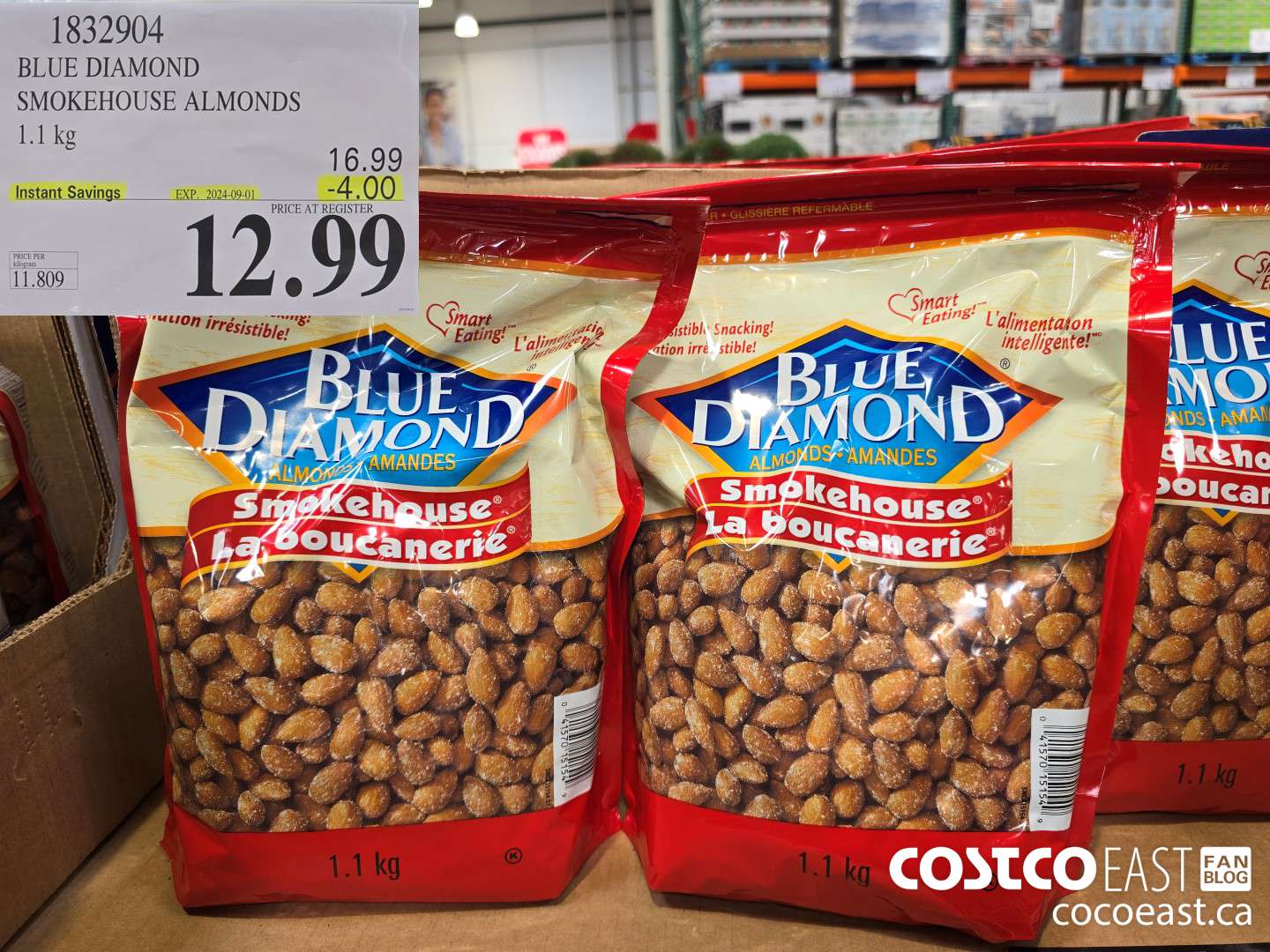 1832904 BLUE DIAMOND SMOKEHOUSE ALMONDS 1.1 KG ($4.00 INSTANT SAVINGS EXPIRES ON 2024-09-01) $12.99