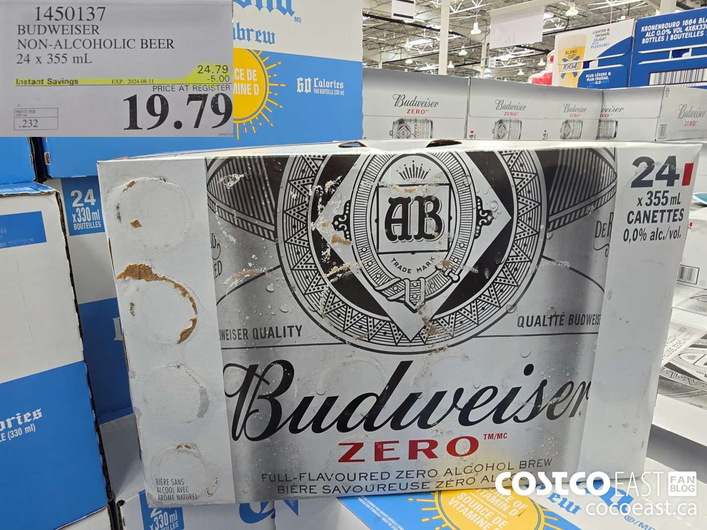 1450137 BUDWEISER NON-ALCOHOLIC BEER 24 X 355 ML ($5.00 INSTANT SAVINGS EXPIRES ON 2024-08-11) $19.79