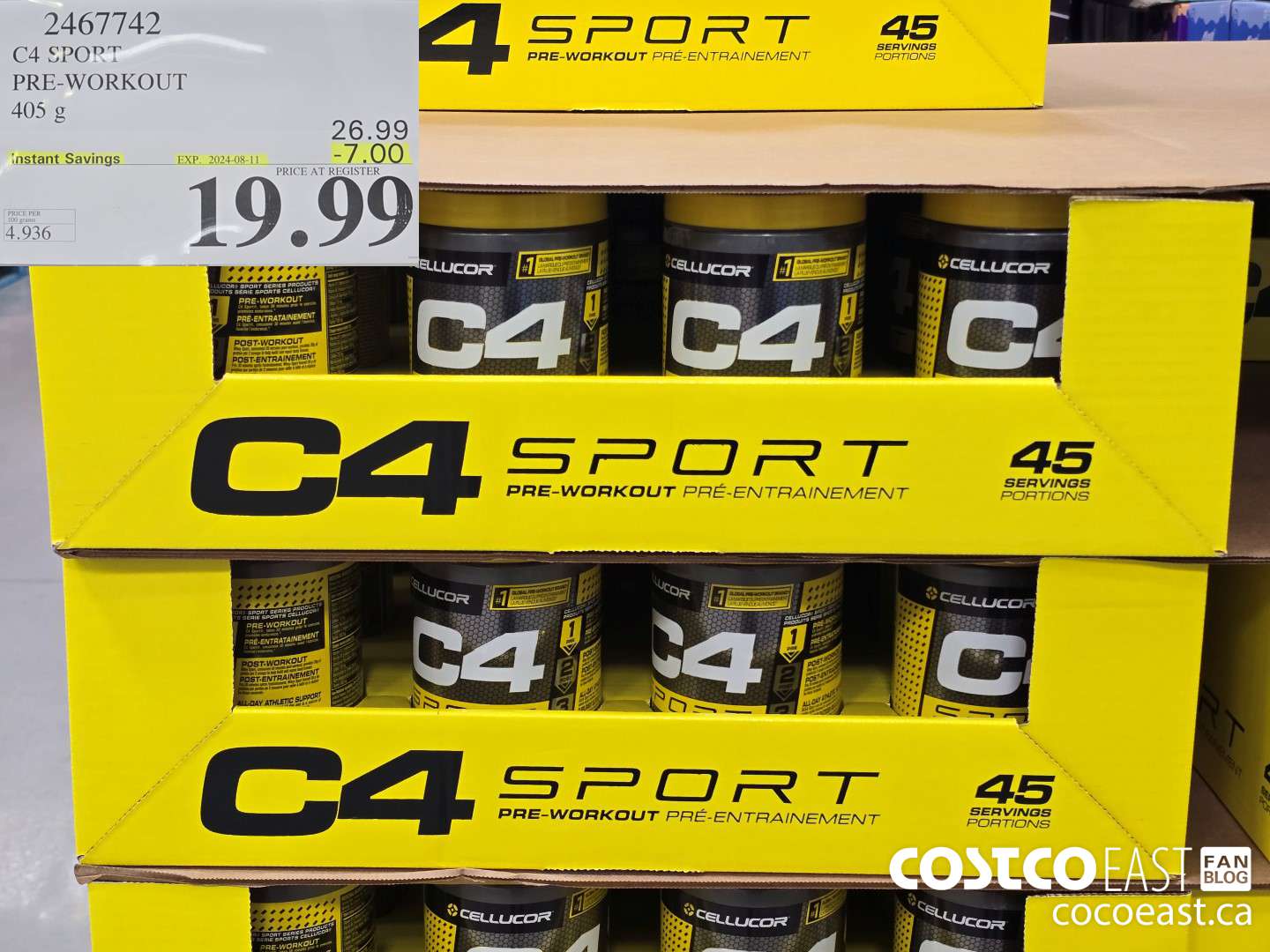 2467742 C4 SPORT PRE-WORKOUT 405 g ($7.00 INSTANT SAVINGS EXPIRES ON 2024-08-11) $19.99