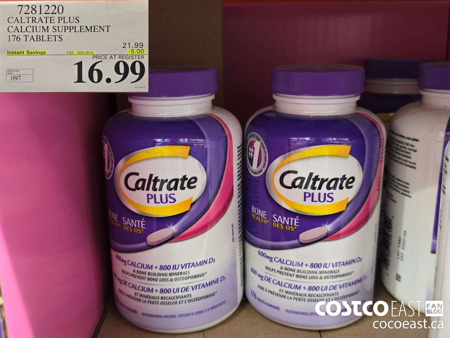 7281220 CALTRATE PLUS CALCIUM SUPPLEMENT 176 TABLETS ($5.00 INSTANT SAVINGS EXPIRES ON 2024-09-01) $16.99