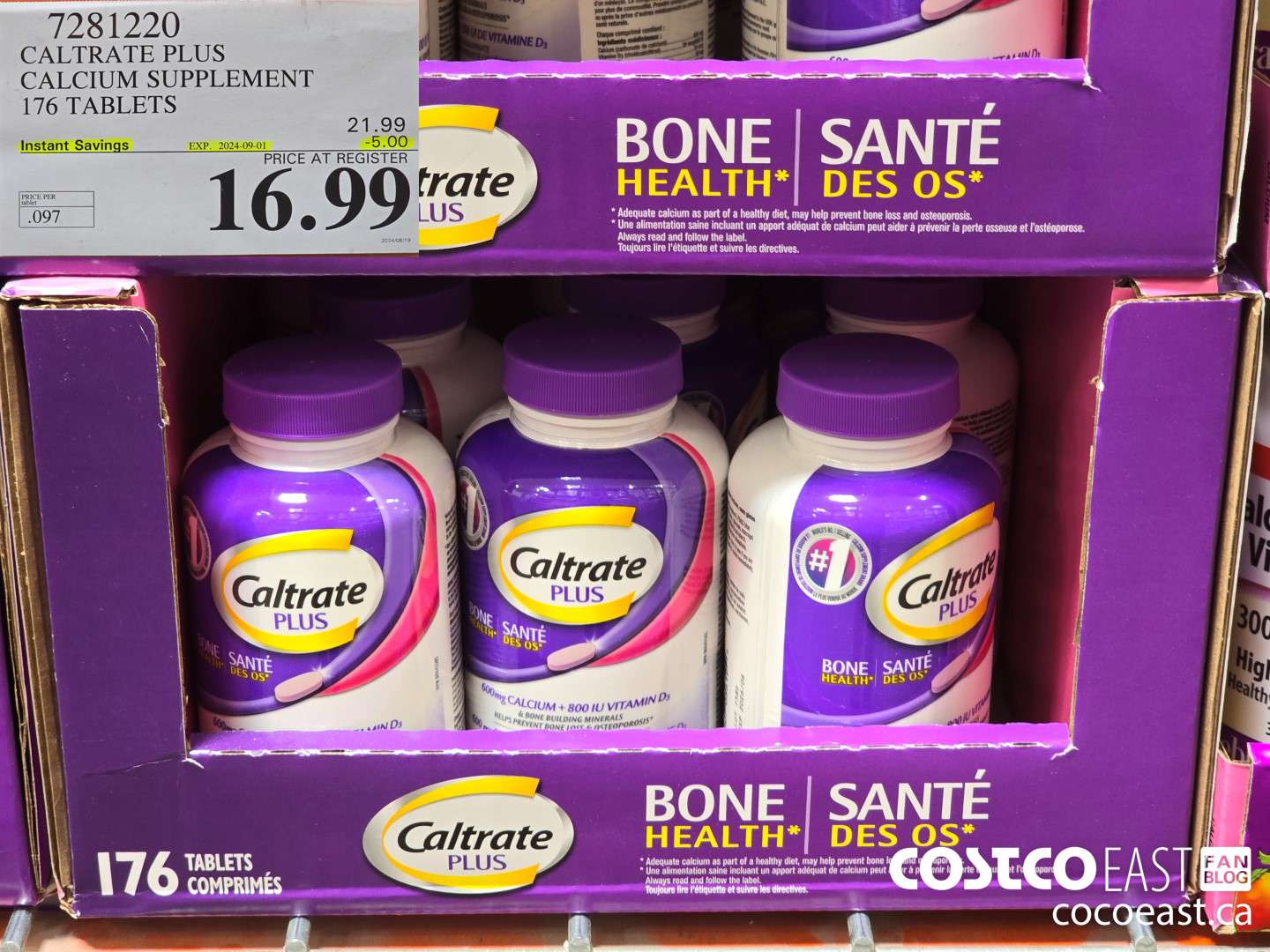 7281220 CALTRATE PLUS CALCIUM SUPPLEMENT 176 TABLETS ($5.00 INSTANT SAVINGS EXPIRES ON 2024-09-01) $16.99