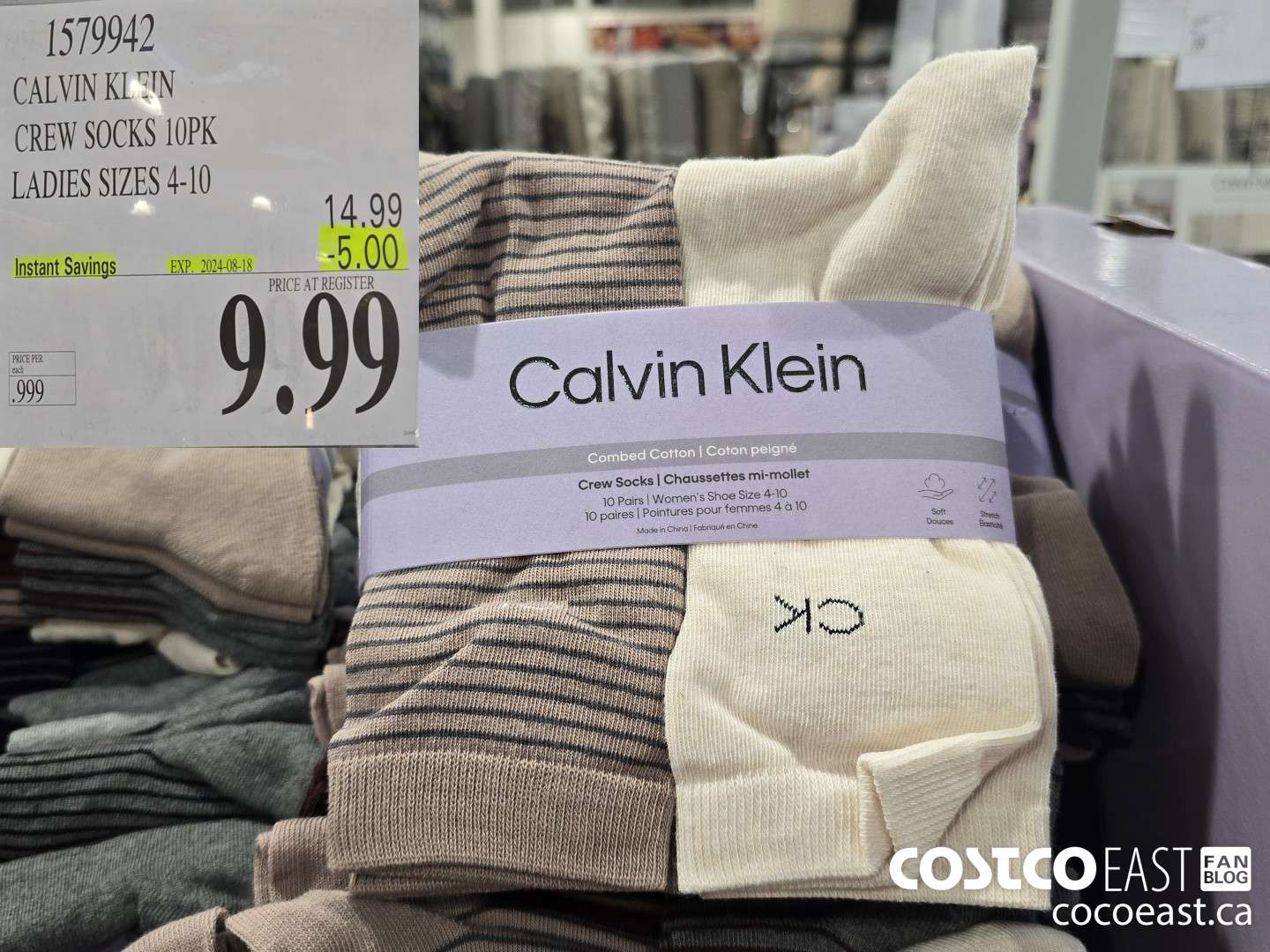 1579942 CALVIN KLEIN CREW SOCK 10PK LADIES SIZES 4-10 ($5.00 INSTANT SAVINGS EXPIRES ON 2024-08-18) $9.99