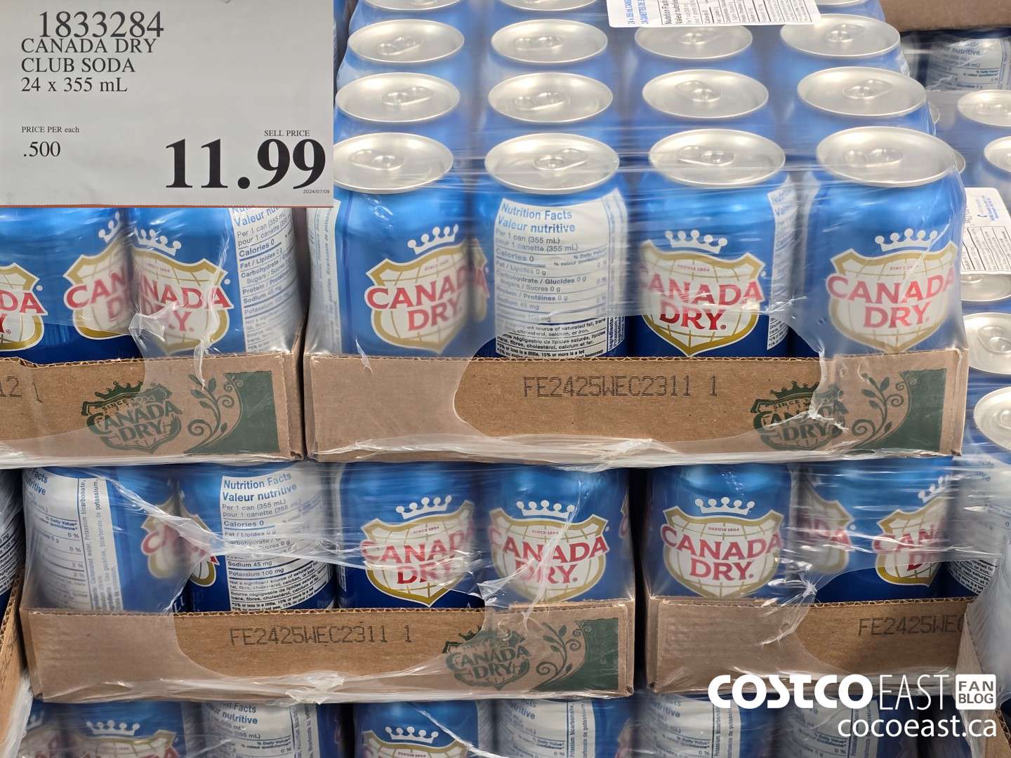 1833284 CANADA DRY CLUB SODA 24 x 355 mL $11.99