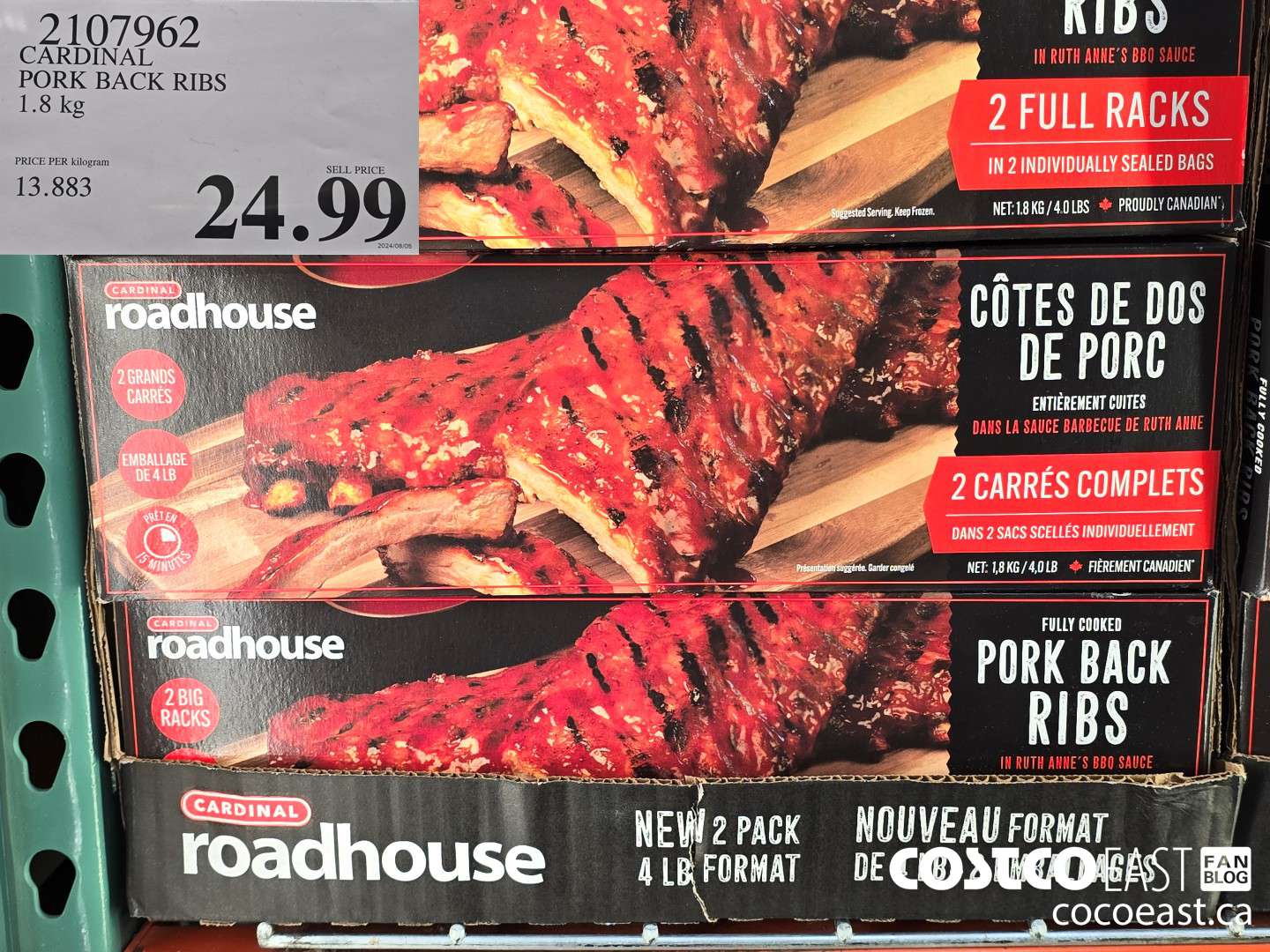 2107962 CARDINAL PORK BACK RIBS 1.8 kg $24.99