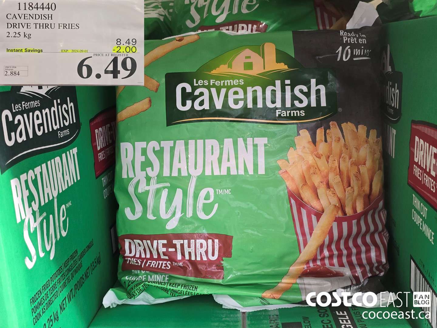 1184440 CAVENDISH DRIVE THRU FRIES 2.25 kg ($2.00 INSTANT SAVINGS EXPIRES ON 2024-09-01) $6.49