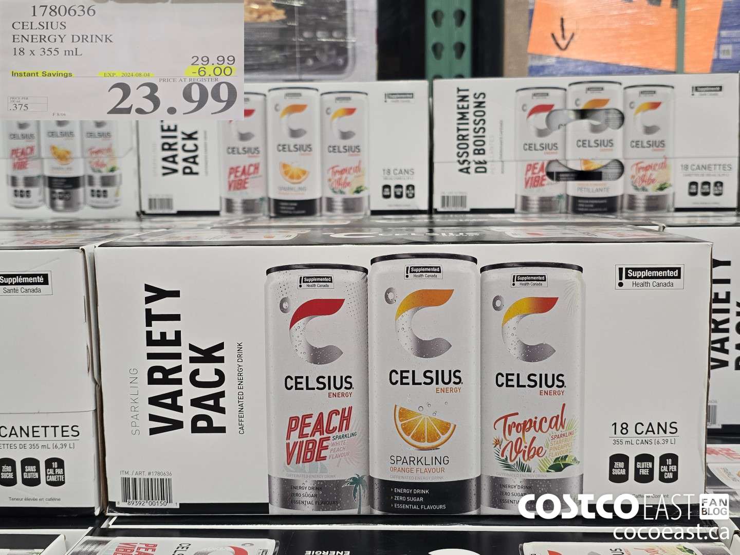 1780636 CELSIUS ENERGY DRINK 18 X 355 ML ($6.00 INSTANT SAVINGS EXPIRES ON 2024-08-04) $23.99