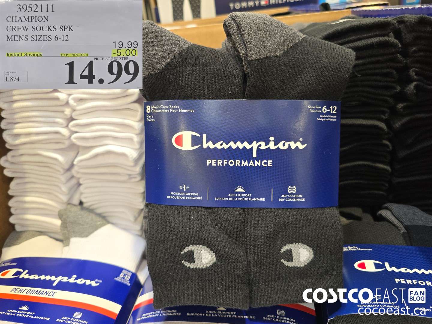 3952111 CHAMPION CREW SOCKS 8PK MENS SIZES 6-12 ($5.00 INSTANT SAVINGS EXPIRES ON 2024-09-01) $14.99