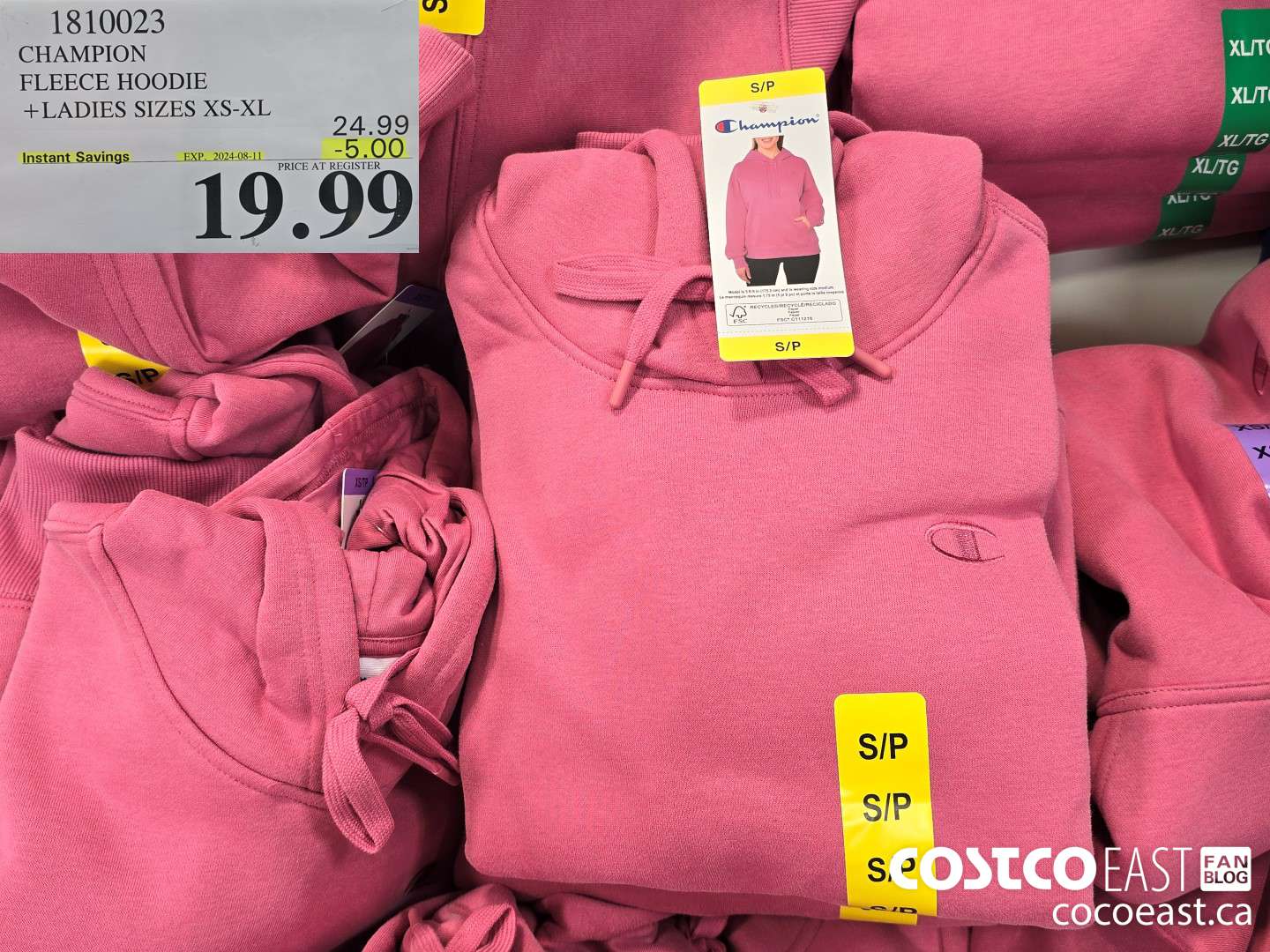 1810023 CHAMPION FLEECE HOODIE +LADIES SIZES XS-XL ($5.00 INSTANT SAVINGS EXPIRES ON 2024-08-11) $19.99