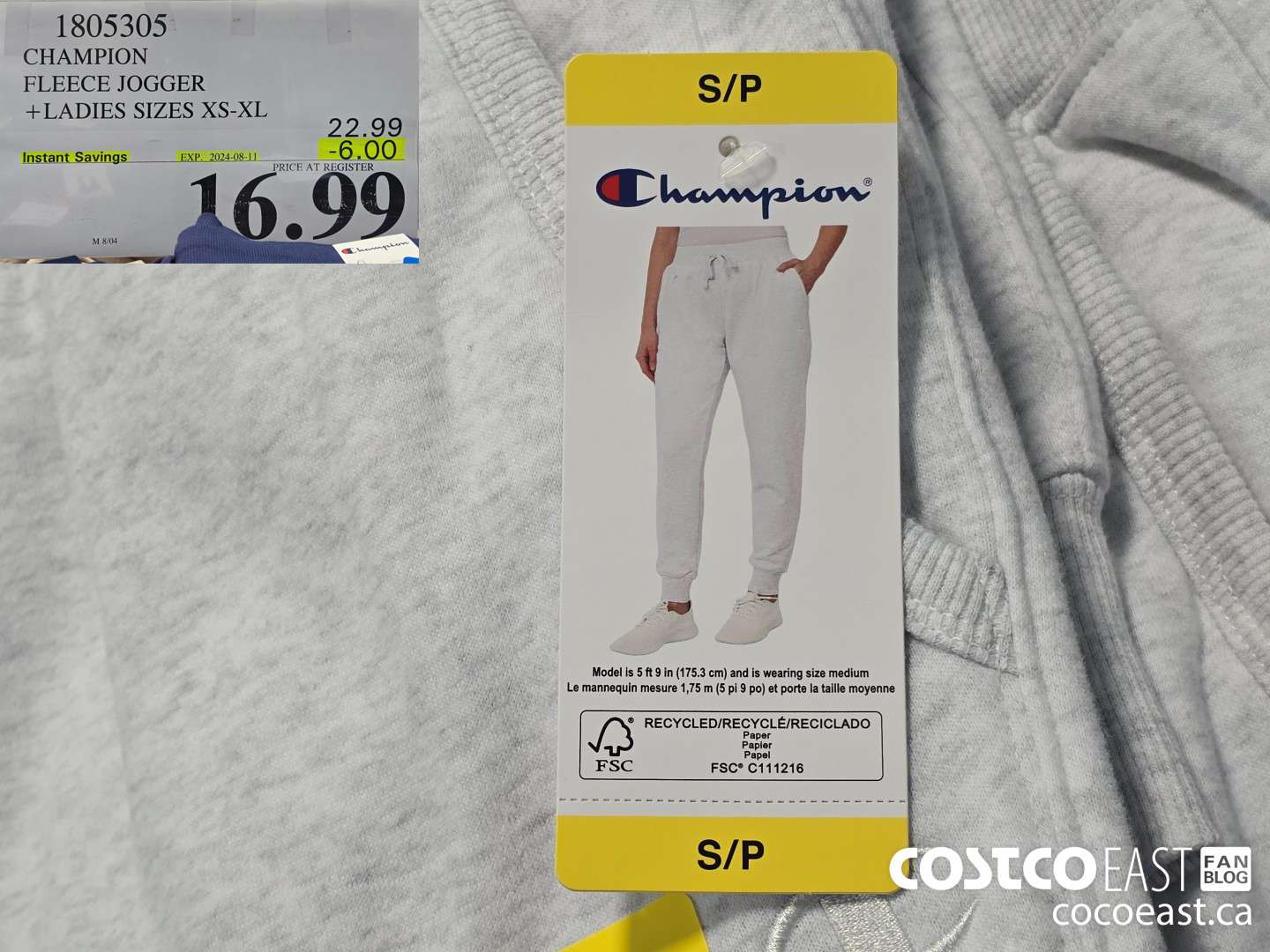 1805305 CHAMPION FLEECE JOGGER + LADIES SIZES XS-XL ($6.00 INSTANT SAVINGS EXPIRES ON 2024-08-11) $16.99