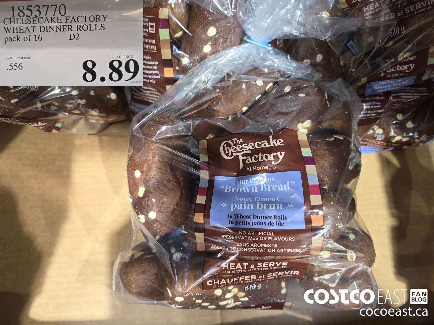 1853770 CHEESECAKE FACTORY WHEAT DINNER ROLLS pack of 16 $8.89