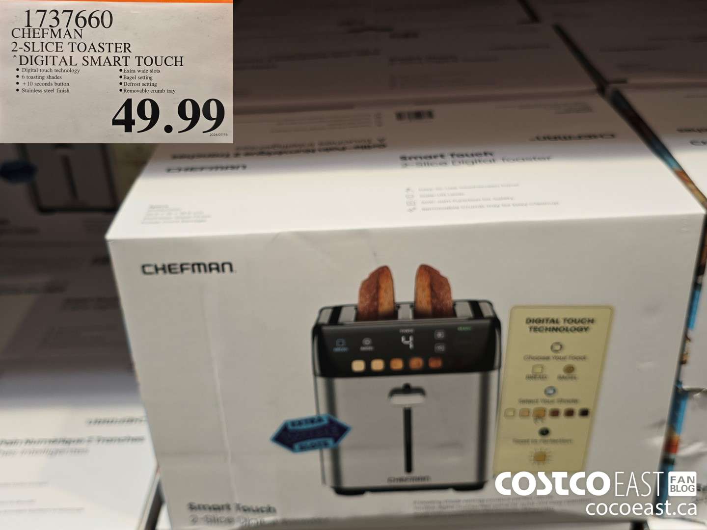 1737660 CHEFMAN 2-SLICE TOASTER ‘DIGITAL SMART TOUCH $49.99