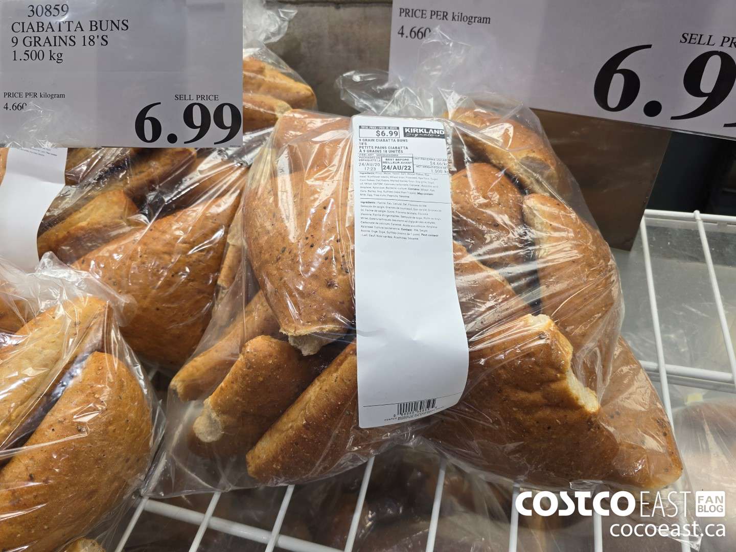 30859 CIABATTA BUNS 9 GRAINS 18'S 1.500 KG $6.99