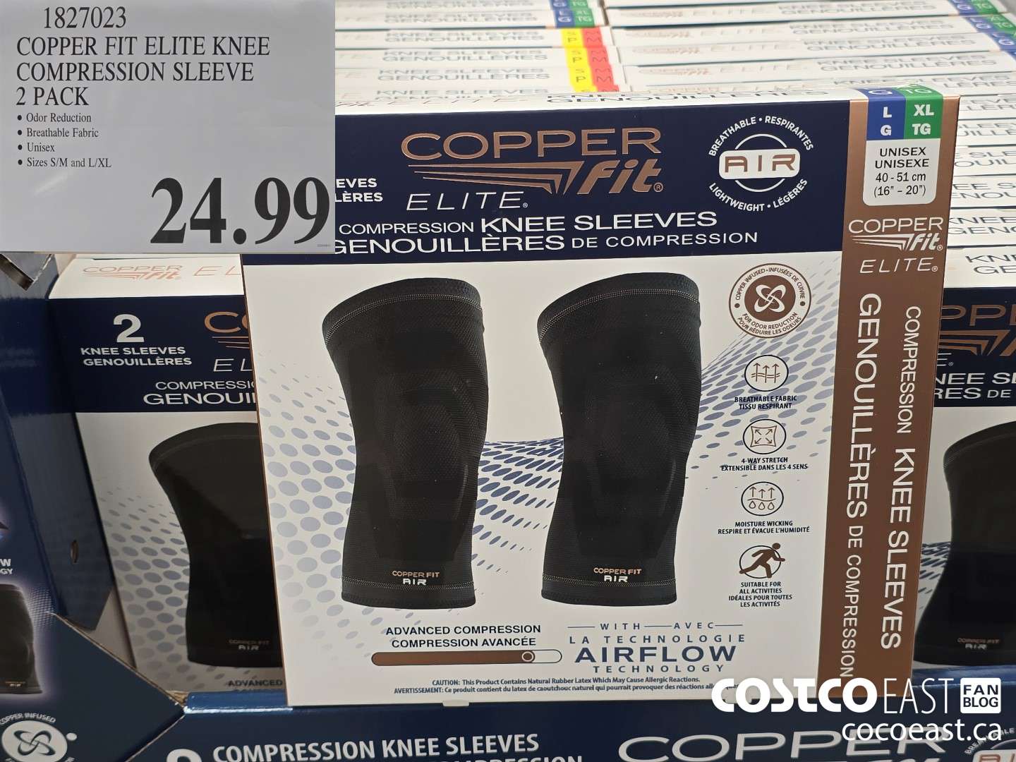1827023 COPPER FIT ELITE KNEE COMPRESSION SLEEVE 2 PACK $24.99