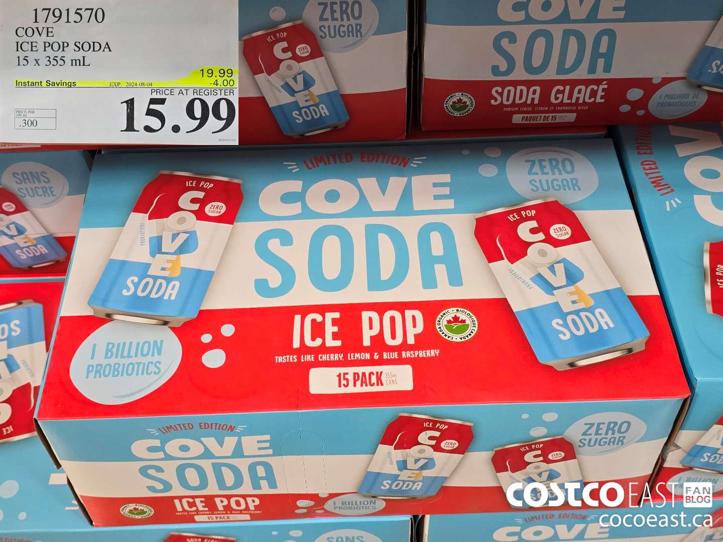 1791570 COVE ICE POP SODA 15 X 355 mL ($4.00 INSTANT SAVINGS EXPIRES ON 2024-08-04) $15.99