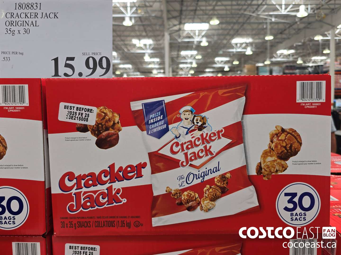 1808831 CRACKER JACK ORIGINAL 35G x 30 $15.99