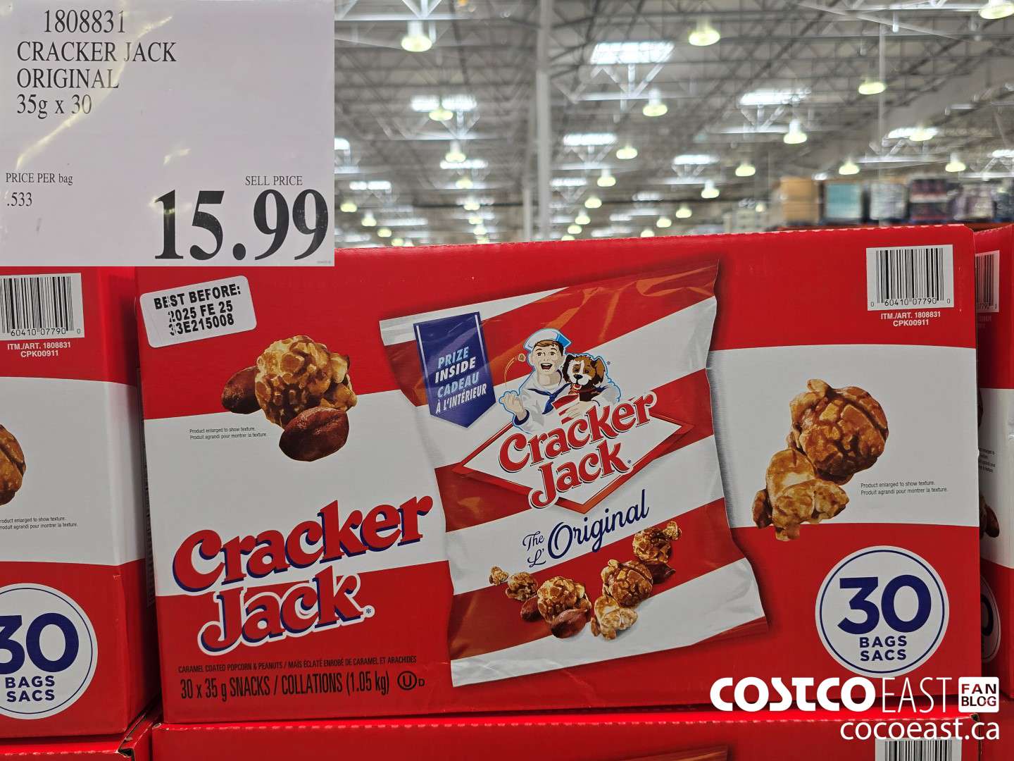 1808831 CRACKER JACK ORIGINAL 35G x 30 $15.99