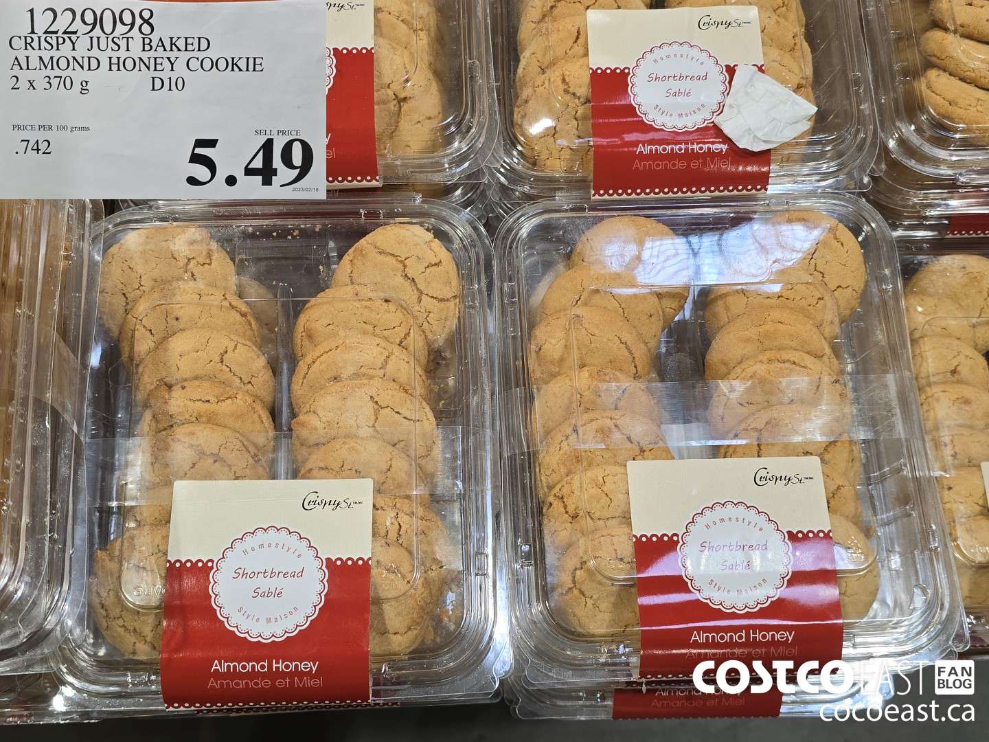 1229098 CRISPY JUST BAKED ALMOND HONEY COOKIE 2 X 370 G $5.49