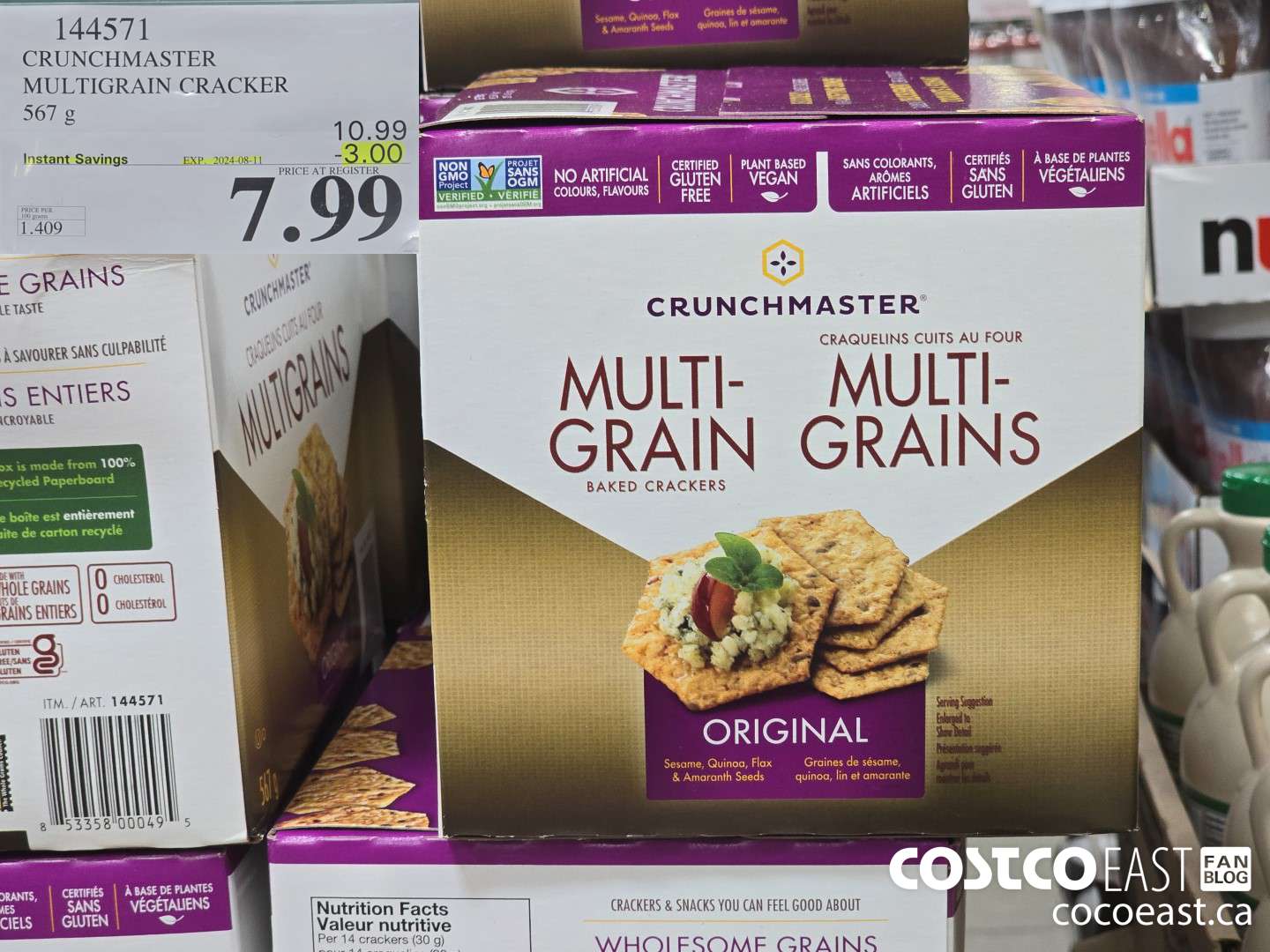 144571 CRUNCHMASTER MULTIGRAIN CRACKER 567 G ($3.00 INSTANT SAVINGS EXPIRES ON 2024-08-11) $7.99