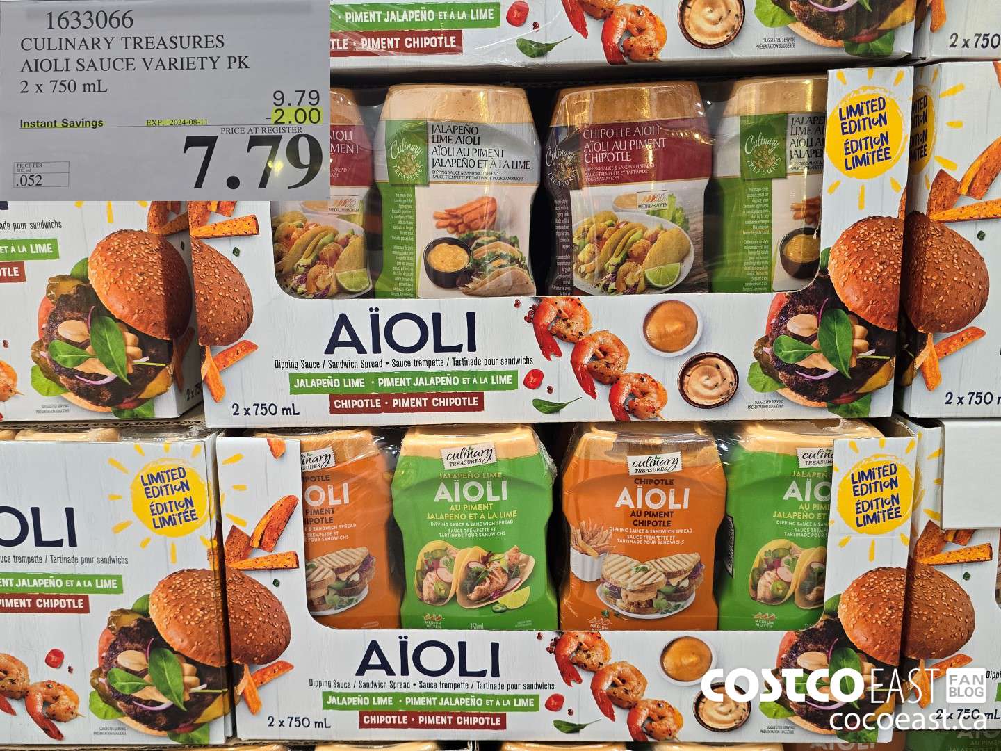 1633066 CULINARY TREASURES AIOLI SAUCE VARIETY PK 2 x 750 mL ($2.00 INSTANT SAVINGS EXPIRES ON 2024-08-11) $7.79