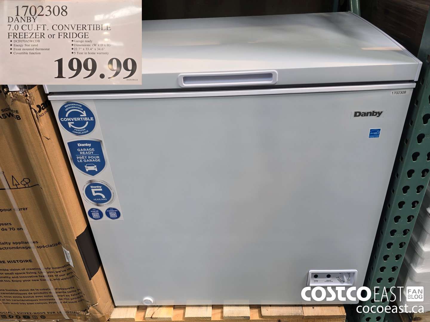 1702308 DANBY 7.0 CU.ET. CONVERTIBLE FREEZER or FRIDGE $199.99
