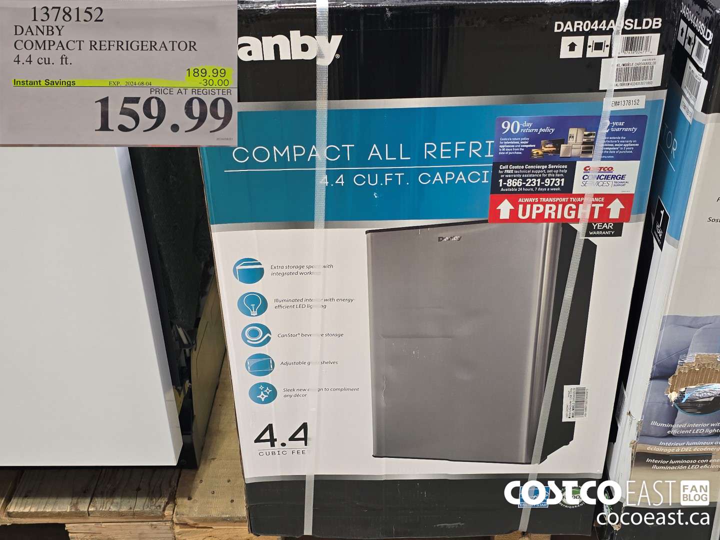 1378152 DANBY COMPACT REFRIGERATOR 4.4 CU. FT. ($30.00 INSTANT SAVINGS EXPIRES ON 2024-08-04) $159.99