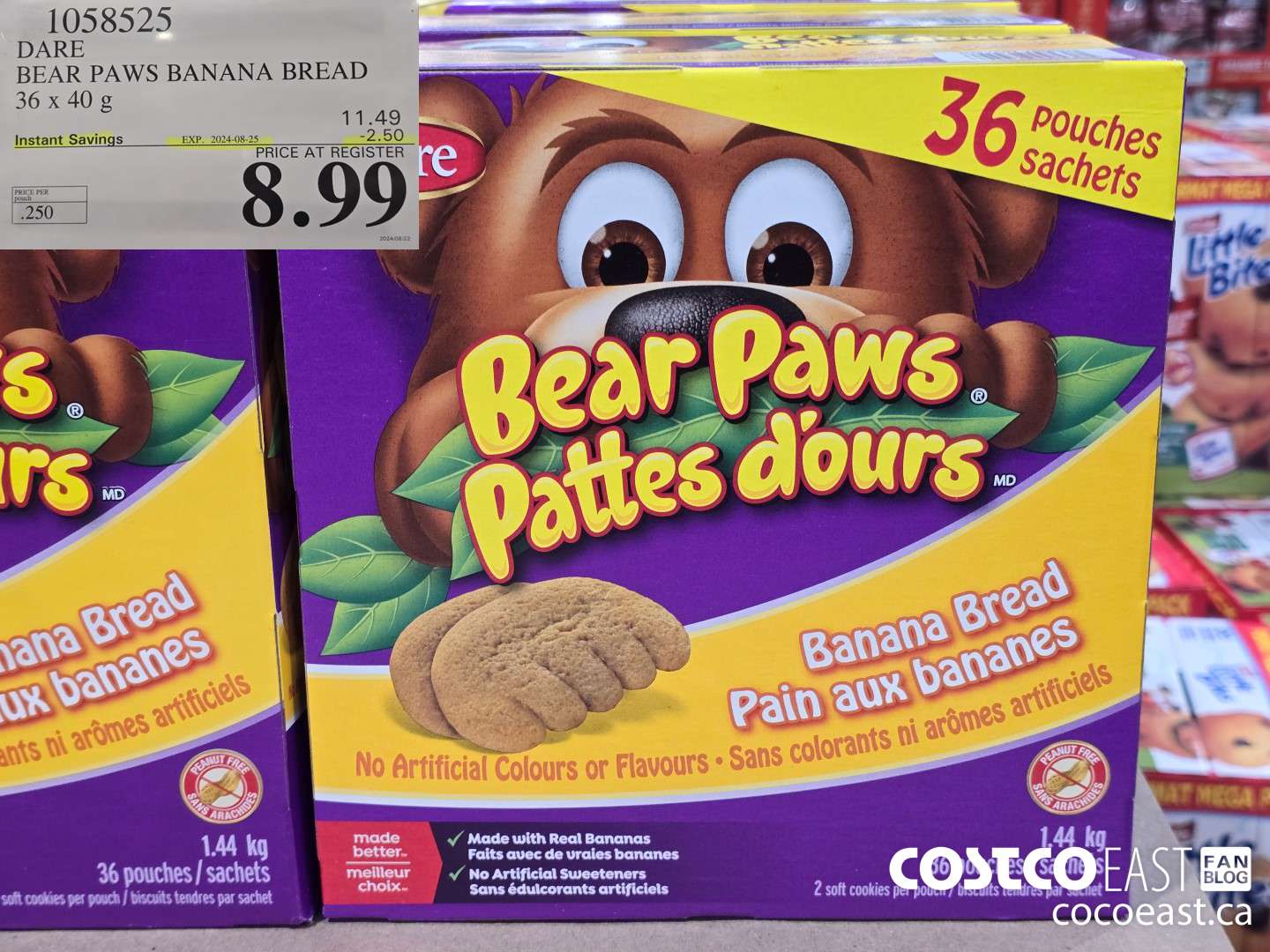 1058525 DARE BEAR PAWS BANANA BREAD 36 X 40 G ($2.50 INSTANT SAVINGS EXPIRES ON 2024-08-25) $8.99
