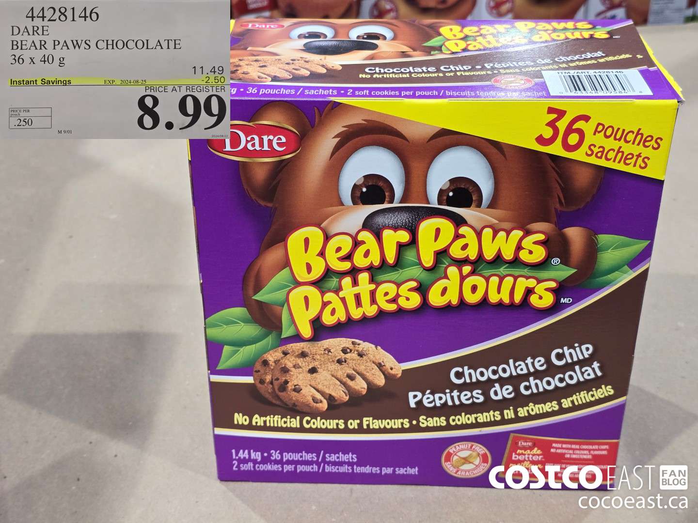 4428146 DARE BEAR PAWS CHOCOLATE 36 x 40 g ($2.50 INSTANT SAVINGS EXPIRES ON 2024-08-25) $8.99