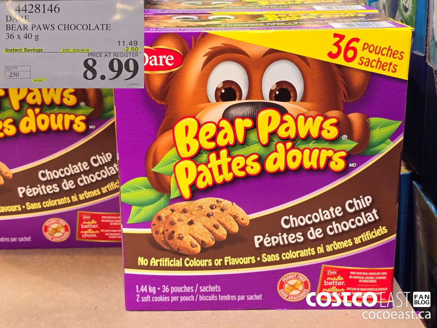 4428146 DARE BEAR PAWS CHOCOLATE 36 x 40 g ($2.50 INSTANT SAVINGS EXPIRES ON 2024-09-08) $8.99