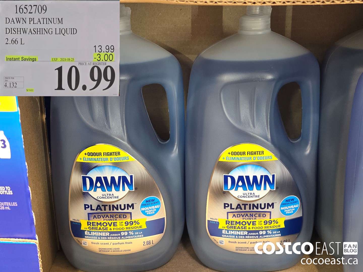 1652709 DAWN PLATINUM DISHWASHER LIQUID 2.66L ($3.00 INSTANT SAVINGS EXPIRES ON 2024-08-25) $10.99