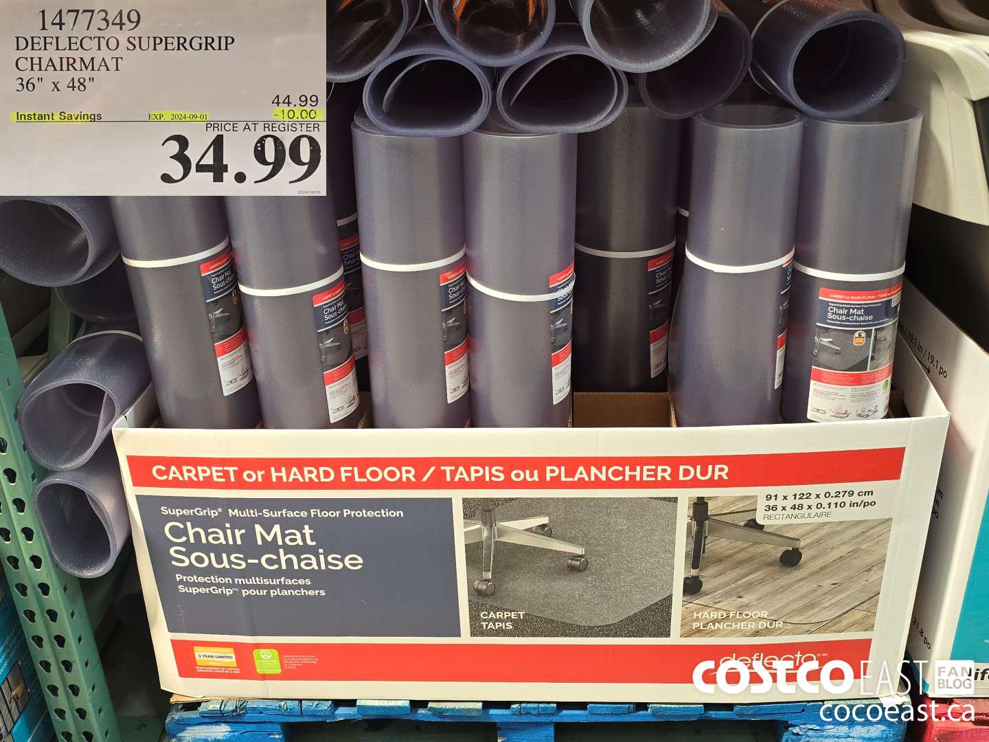 1477349 DEFLECTO SUPERGRIP CHAIRMAT 36