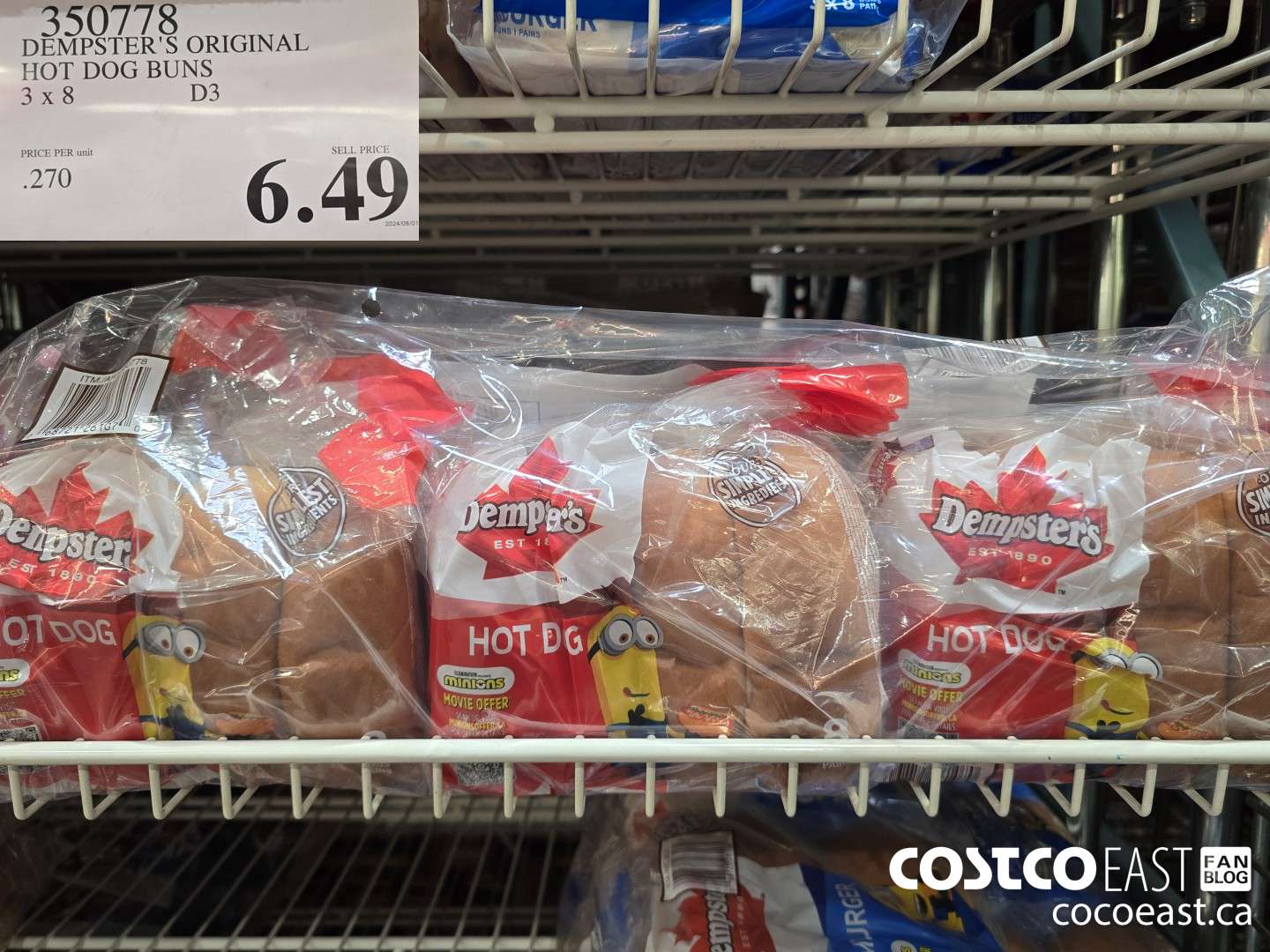 350778 DEMPSTER'S ORIGINAL HOT DOG BUNS 3x8 $6.49